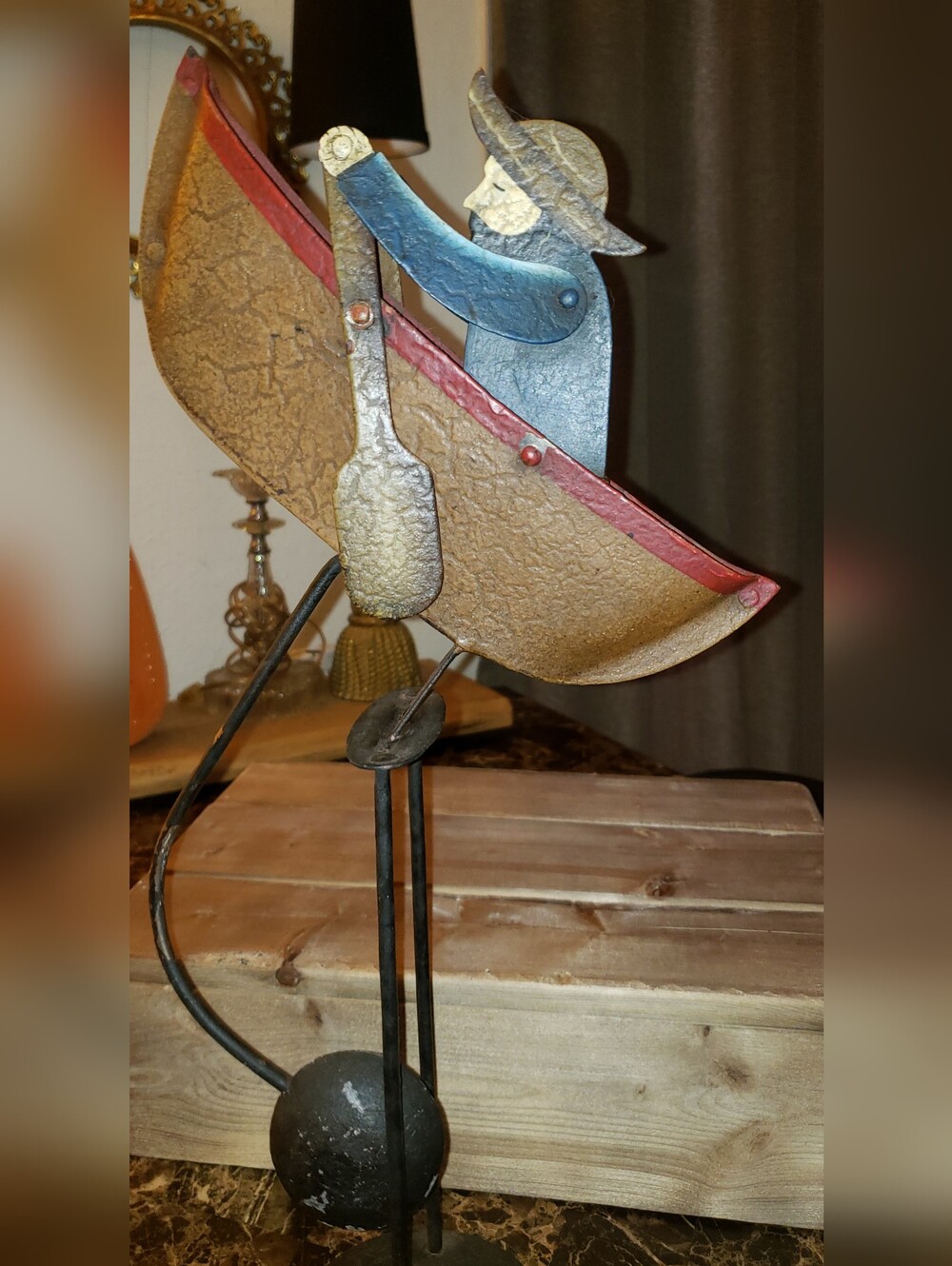 Vintage Authentic Models Kinetic Balance Man Rowing Boat - Picture 6 of 12